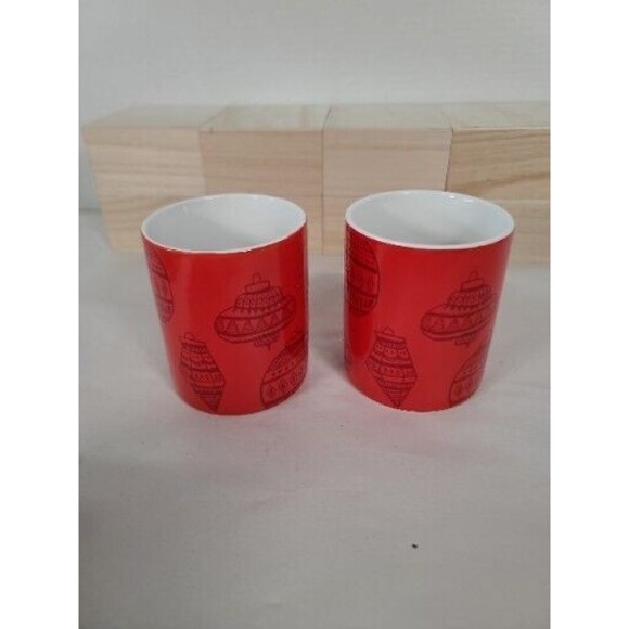 Set Of 2 Starbucks Red Holiday Christmas Ornament Pattern Coffee Mug/Cup  2015 - Picture 2 of 5
